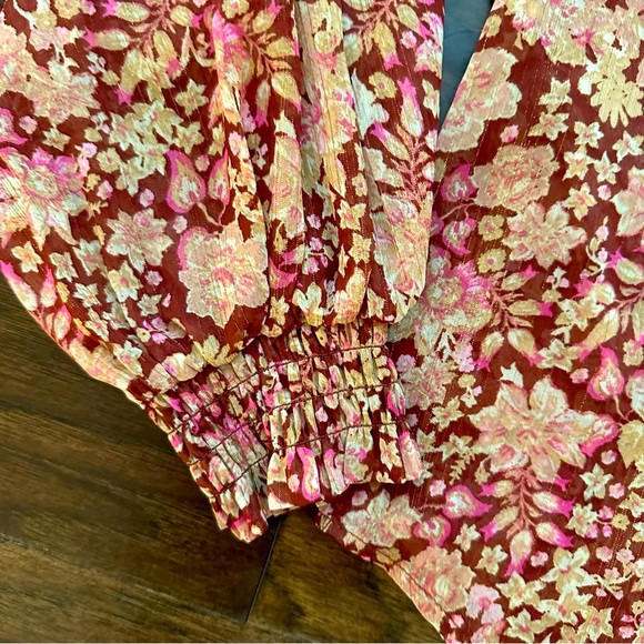 Joie Sheer Burgundy Floral Blouse - Picture 2 of 4